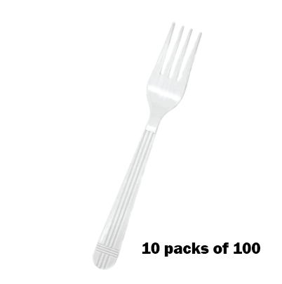 White Heavy Weight Forks - 10 packs of 100