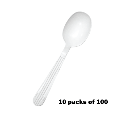 White Heavy Weight Soup Spoons - 10 packs of 100