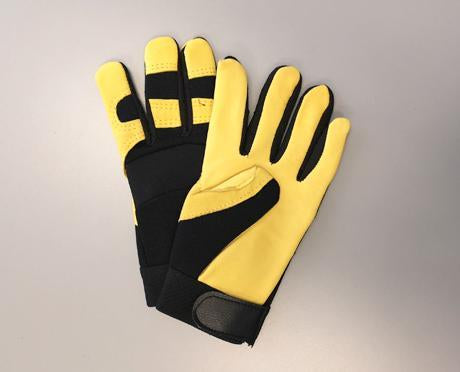 Mechanic Glove Black Back Yellow Goatskin Palm Gloves XL