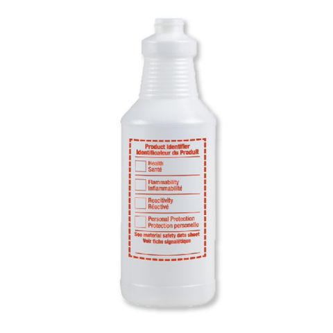 Plastic Cylinder  24oz Bottle with Whimis Label 24 oz