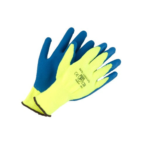 Blue Rubber on Hi-Viz Winter Lined Glove Large