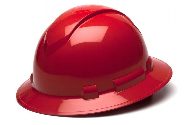 Ridgeline Full Brim Hard Hat 4Pt Ratchet Susp Red